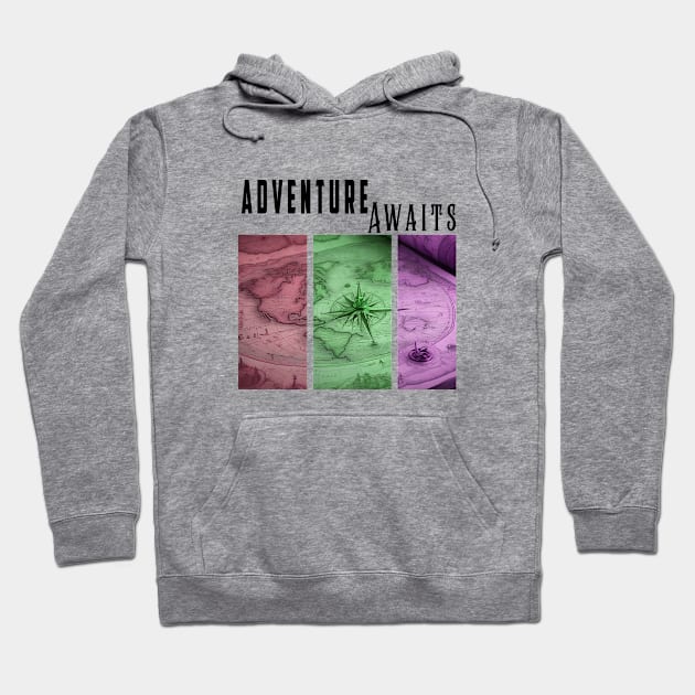 Adventure Awaits - Travelling Black Text Hoodie by DanDesigns